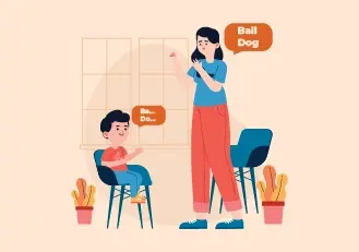 Child with Speech Development Milestones: Attempts Words like 'ba' for ball and 'da' for dog - Autism and Speech Delay Awareness
