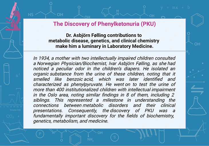 Illustration capturing the discovery of Phenylketonuria (PKU)