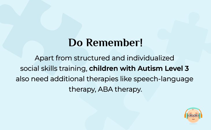 Knowledge card on Addressing needs of individuals with Autism Level 3 through speech-language and ABA therapy.