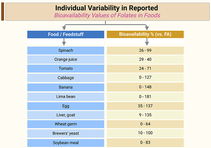 Individual Variability in Reported Bioavailability Values of Folates in Foods