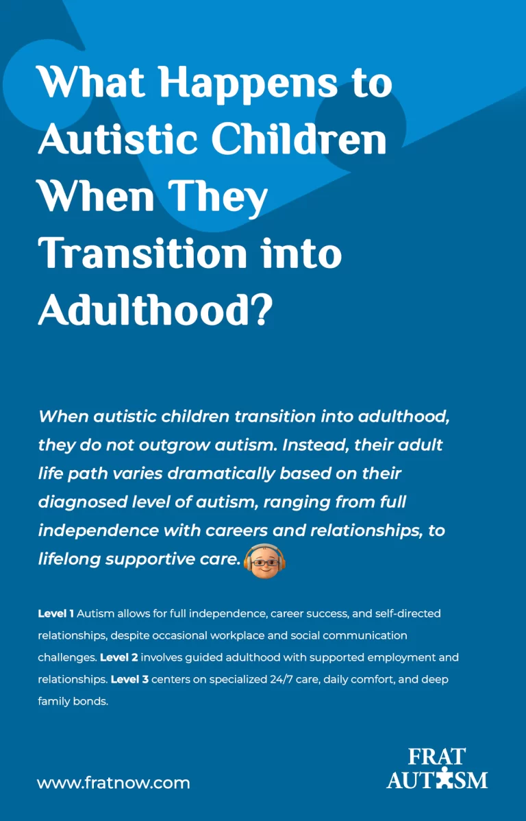 Autistic child transitioning into adulthood with support for career, relationships, and independent living